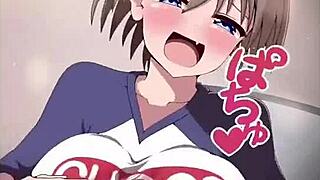 uzaki chan tempts with her bouncing tits in hentai gifs