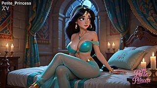Petite Princess Jasmine twerks squirting cum in orgasmic palace bedroom frenzy