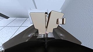 Deep in Roblox lab e-girl spreads for throbbing BBC ass invasion and tit bounce