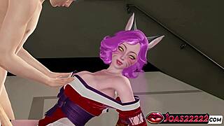 Ahri gets big tits massage then tight ass anal squirt