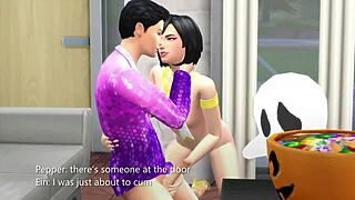 taylor and pepper slurp juicy cock lollipop style for halloween creampie fun