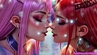 What if the queen demands kisses from two girls with bouncing breasts in this ai animation?