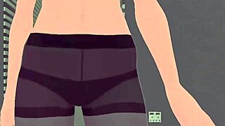 Giant women in leggings and pantyhose tower over tiny world in lindas massive home fantasy 3d animation