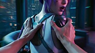 POV Rita Wheeler's romance scene cyberpunk blowjob creampie moans!