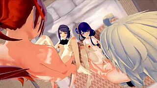 Baal and Sara pound in wild Genshin foursome anal cowgirl doggystyle missionary riding