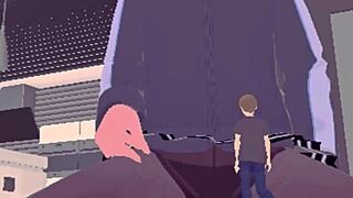 Giant women in leggings and pantyhose tower over tiny world in lindas massive home fantasy 3d animation