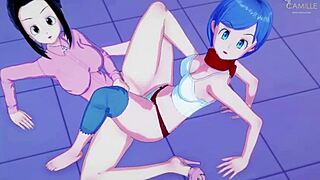 bulma and milk as horny dragon ball milfs enjoy wet lesbian action
