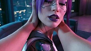 POV Rita Wheeler's romance scene cyberpunk blowjob creampie moans!