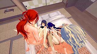 Baal and Sara pound in wild Genshin foursome anal cowgirl doggystyle missionary riding