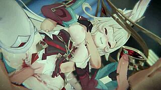 ALICE'S BONDS IN GENSHIN IMPACT TURN INTO BUKKAKE DP COWGIRL SANDWICH CREAMPIES!