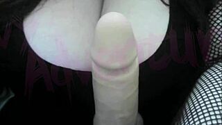 nerdy hotwife watches chubby hentai babe oil up her monster tits