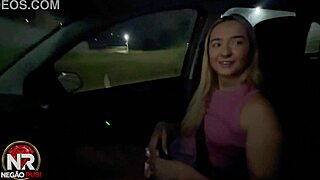 damn this young blonde drops straight to sucking that black monster cock in the moving car... full vid on red?