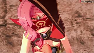 Eremite Loremaster's Pink Hair NPC Sucks Cock in Genshin Fantasy Blowjob