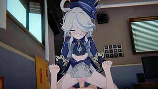 furina's pov cowgirl sandwich hides naughty handjob secrets