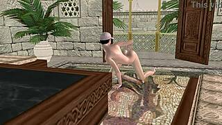 Beautiful Shemale Fingers Tight Ass in Doggystyle Hentai Pose