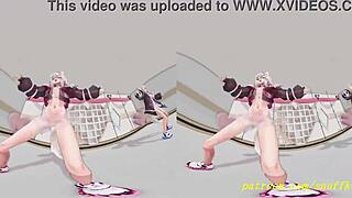 VR180 MMD Fuwamoco Dance Turns Wild in 3D Hololive Hentai Animation