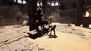 Huge dick statue awakens to stretch Lara Croft's tight pussy wide