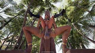 Lara Croft Fills Ass Pussy on Desert Island 3D