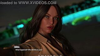 emily and john share a sweet beach kiss practice in dominos visual novel gameplay moment.