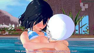 Ryuko Matoi Fucks In Bikini At Pool With Big Tits Oppai Fantasy