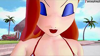 jessica rabbit's fantasy bikini tits bounce in pov rabbit toy sex 😘 full ride