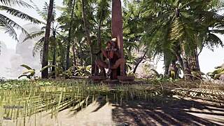 Lara Croft Fills Ass Pussy on Desert Island 3D
