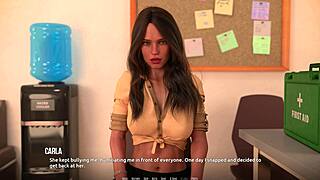 emily and john share a sweet beach kiss practice in dominos visual novel gameplay moment.