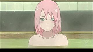 in naruto shippuden's steamy bath scene, uncensored hentai erupts into hardcore group fucking frenzy