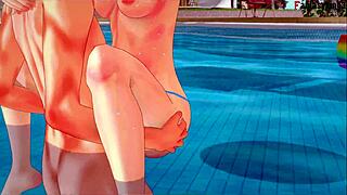 Ryuko Matoi Fucks In Bikini At Pool With Big Tits Oppai Fantasy