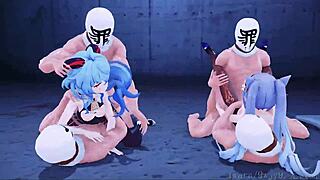 Two Women And Four Men Animation