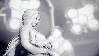Girl endures double monster cock penetration and machine fucking in uncensored space orgy