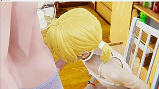 two femboys in yaoi cosplay give blowjobs then take anal creampies