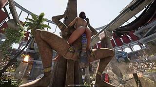 ancient statue awakens to fuck lara's holes full of cum