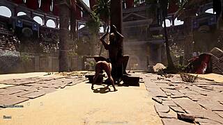 lara croft loves servicing this huge long statue cock while thousands watch