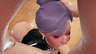 Sexy korean isa in black latex 3d hentai domination handjob in bed sloppy blowjob for big dick and hard deepthroat cumshot uncensored rule34 animated porn