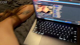 Petite teen handles big black cock pov