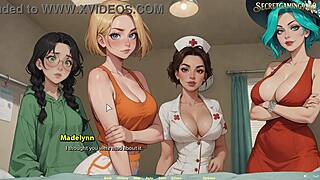 He gets huge boner with four girls