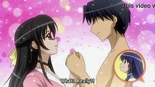 Hentai teen fucks two girls on beach with glasses