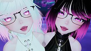 two horny catgirls fuck you in extraordinary pov threesome