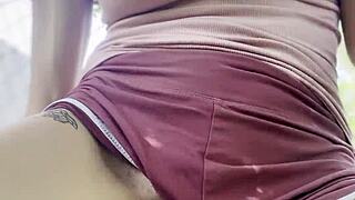 Hentai milf hides in backyard for sweaty fingerbang session