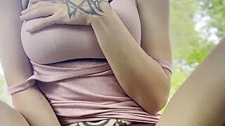 Hentai milf hides in backyard for sweaty fingerbang session