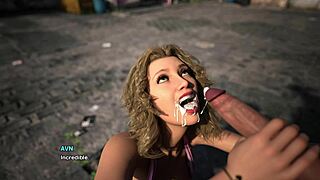 My bimbo dream blonde gets facial outdoors