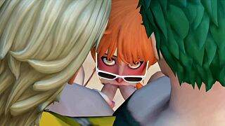 nami gets threesome and swallows cum
