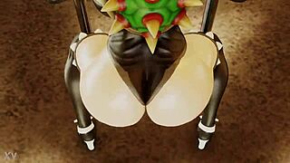 Bowsette teasing her big ass on the pole