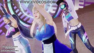 Kda ahri and akali perform a sexy kpop dance in this mmd hentai