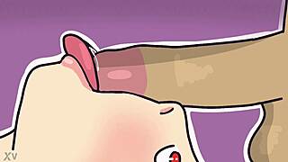 This hentai girl sucks the monster bbc using her sloppy tongue really well