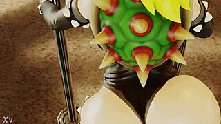 Bowsette teasing her big ass on the pole