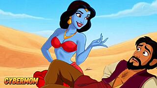 Princess jasmine grows a big dick between her legs in arabian tales