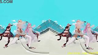 vr180 mmd irohakoyorichloe dance in 3d hololive