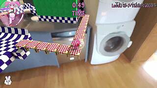 Marble maid touches herself while relaxing in the bath
